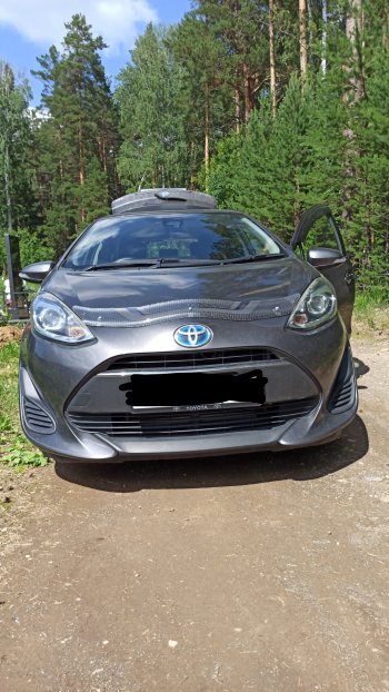 2 199 р. Дефлектор капота CA-Plastic  Toyota Aqua  P10 (2017-2021) 2-ой рестайлинг (серия ART графит)  с доставкой в г. Кемерово. Увеличить фотографию 2