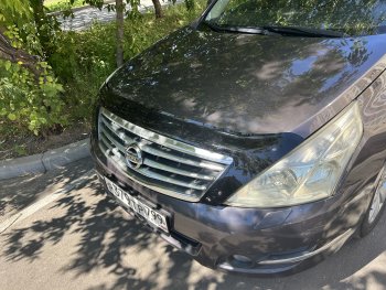 2 799 р. Дефлектор капота (exclusive) CA-Plastic  Nissan Teana  2 J32 (2008-2014) дорестайлинг, рестайлинг (Classic чёрный, Без надписи)  с доставкой в г. Кемерово. Увеличить фотографию 3