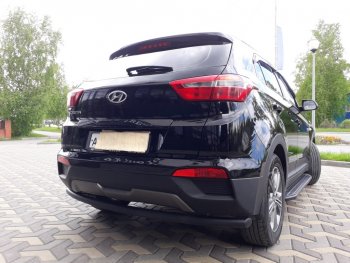 7 199 р. Защита заднего бампера из трубы d57 Slitkoff (радиусная)  Hyundai Creta  GS (2015-2021) дорестайлинг, рестайлинг (Цвет: серебристый)  с доставкой в г. Кемерово. Увеличить фотографию 2