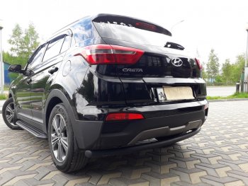 7 199 р. Защита заднего бампера из трубы d57 Slitkoff (радиусная)  Hyundai Creta  GS (2015-2021) дорестайлинг, рестайлинг (Цвет: серебристый)  с доставкой в г. Кемерово. Увеличить фотографию 3