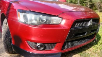 579 р. Реснички на фары Style  Mitsubishi Lancer  10 CY (2007-2017) седан дорестайлинг, хэтчбэк дорестайлинг, седан рестайлинг, хэтчбек 5 дв рестайлинг (Неокрашенные)  с доставкой в г. Кемерово. Увеличить фотографию 5