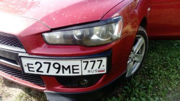 579 р. Реснички на фары Style  Mitsubishi Lancer  10 CY (2007-2017) седан дорестайлинг, хэтчбэк дорестайлинг, седан рестайлинг, хэтчбек 5 дв рестайлинг (Неокрашенные)  с доставкой в г. Кемерово. Увеличить фотографию 6