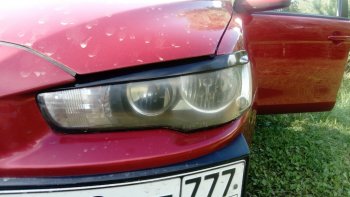 579 р. Реснички на фары Style  Mitsubishi Lancer  10 CY (2007-2017) седан дорестайлинг, хэтчбэк дорестайлинг, седан рестайлинг, хэтчбек 5 дв рестайлинг (Неокрашенные)  с доставкой в г. Кемерово. Увеличить фотографию 4