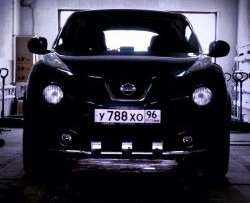 12 399 р. Одинарная защита переднего бампера Petroil-Tuning 63 мм с зубьями  Nissan Juke  1 YF15 (2010-2014) дорестайлинг (Нержавеющая полированная сталь)  с доставкой в г. Кемерово. Увеличить фотографию 3