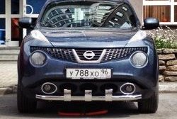 12 399 р. Одинарная защита переднего бампера Petroil-Tuning 63 мм с зубьями  Nissan Juke  1 YF15 (2010-2014) дорестайлинг (Нержавеющая полированная сталь)  с доставкой в г. Кемерово. Увеличить фотографию 4