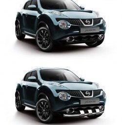 12 399 р. Одинарная защита переднего бампера Petroil-Tuning 63 мм с зубьями  Nissan Juke  1 YF15 (2010-2014) дорестайлинг (Нержавеющая полированная сталь)  с доставкой в г. Кемерово. Увеличить фотографию 2