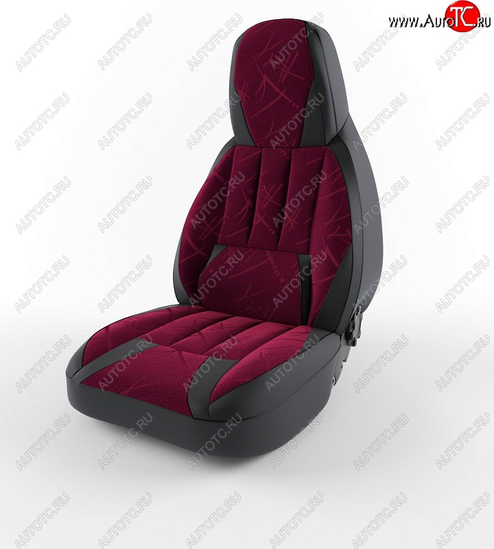 2 749 р. Чехол для сиденья Lord Autofashion Форсаж (экокожа, водительское место) ГАЗ ГАЗель 3302 дорестайлинг шасси (1994-2002) (Черный, вставка флок Красный флеш)  с доставкой в г. Кемерово