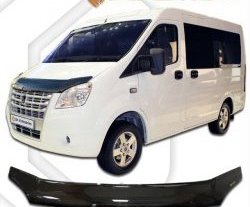 1 759 р. Дефлектор капота CA-Plastic ГАЗ ГАЗель Next A62,А65 автобус (2016-2025) (Шелкография карбон-серебро)  с доставкой в г. Кемерово. Увеличить фотографию 2
