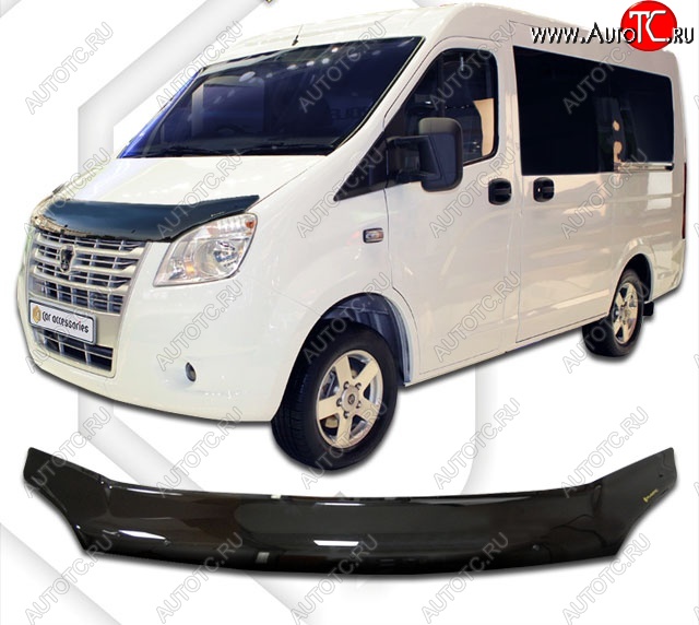 2 799 р. Дефлектор капота CA-Plastiс exclusive  ГАЗ ГАЗель Next ( A21,A22, С41, С42,  A62,А65,  A31,A32, C45, C46) (2013-2025)  шасси, автобус, цельнометаллический фургон (Classic черный, Без надписи)  с доставкой в г. Кемерово
