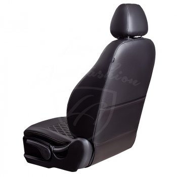 7 249 р. Чехлы для сидений Lord Autofashion Турин Ромб (комплектация Комфорт, 3 места, экокожа) ГАЗ ГАЗель Next A62,А65 автобус (2016-2025) (Черный, вставка черная, строчка бежевая)  с доставкой в г. Кемерово. Увеличить фотографию 3