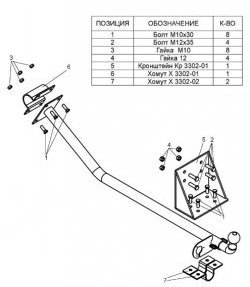 3 499 р. Фаркоп Лидер Плюс ГАЗ ГАЗель 3302 дорестайлинг шасси (1994-2002) (Без электропакета)  с доставкой в г. Кемерово. Увеличить фотографию 2