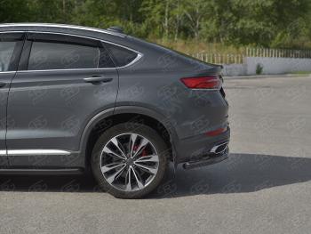 13 399 р. Защита заднего бампера (Ø57 мм) SLITKOFF  Geely Tugella  FY11,HPBA4 (2019-2025) дорестайлинг, рестайлинг (нержавейка полированная)  с доставкой в г. Кемерово. Увеличить фотографию 2