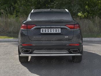 13 399 р. Защита заднего бампера (Ø57 мм) SLITKOFF  Geely Tugella  FY11,HPBA4 (2019-2025) дорестайлинг, рестайлинг (нержавейка полированная)  с доставкой в г. Кемерово. Увеличить фотографию 3