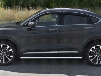17 499 р. Защита порогов (труба, d63 мм) SLITKOFF  Geely Tugella  FY11,HPBA4 (2019-2025) дорестайлинг, рестайлинг (Круглые торцы 90°)  с доставкой в г. Кемерово. Увеличить фотографию 2