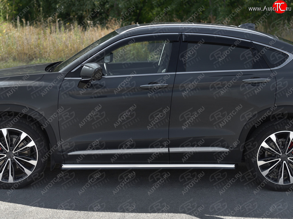 17 499 р. Защита порогов (труба, d63 мм) SLITKOFF  Geely Tugella  FY11,HPBA4 (2019-2025) дорестайлинг, рестайлинг (Торцы со срезом 45°)  с доставкой в г. Кемерово