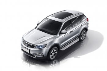 Защита порогов Slitkoff (d57, с листом) Geely Atlas NL3 (2016-2022) ()