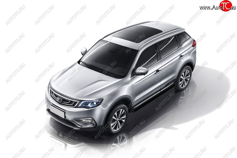 8 499 р. Защита порогов Slitkoff (d57 мм) Geely Atlas NL3 (2016-2022) (Сталь с полимерным покрытием. Цвет: чёрный)  с доставкой в г. Кемерово