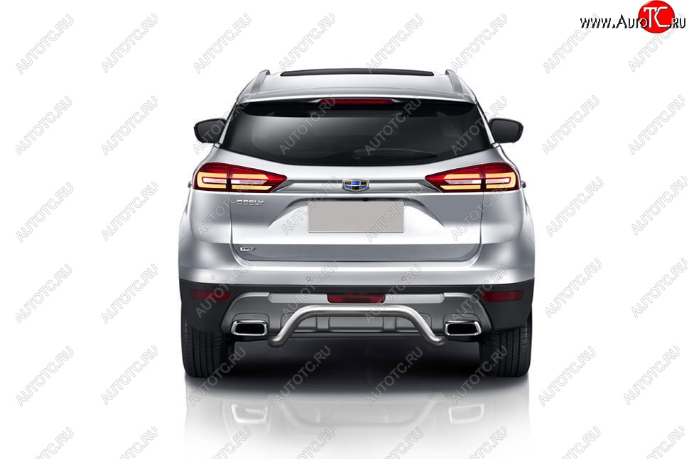 10 849 р. Защита заднего бампера Slitkoff (d57 мм)  Geely Atlas  NL3 (2016-2022) (Нержавейка, Полированная)  с доставкой в г. Кемерово