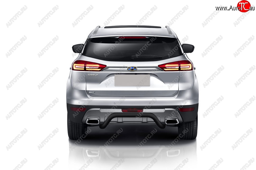 7 599 р. Защита заднего бампера Slitkoff (d57 мм)  Geely Atlas  NL3 (2016-2022) (Сталь с полимерным покрытием. Цвет: чёрный)  с доставкой в г. Кемерово