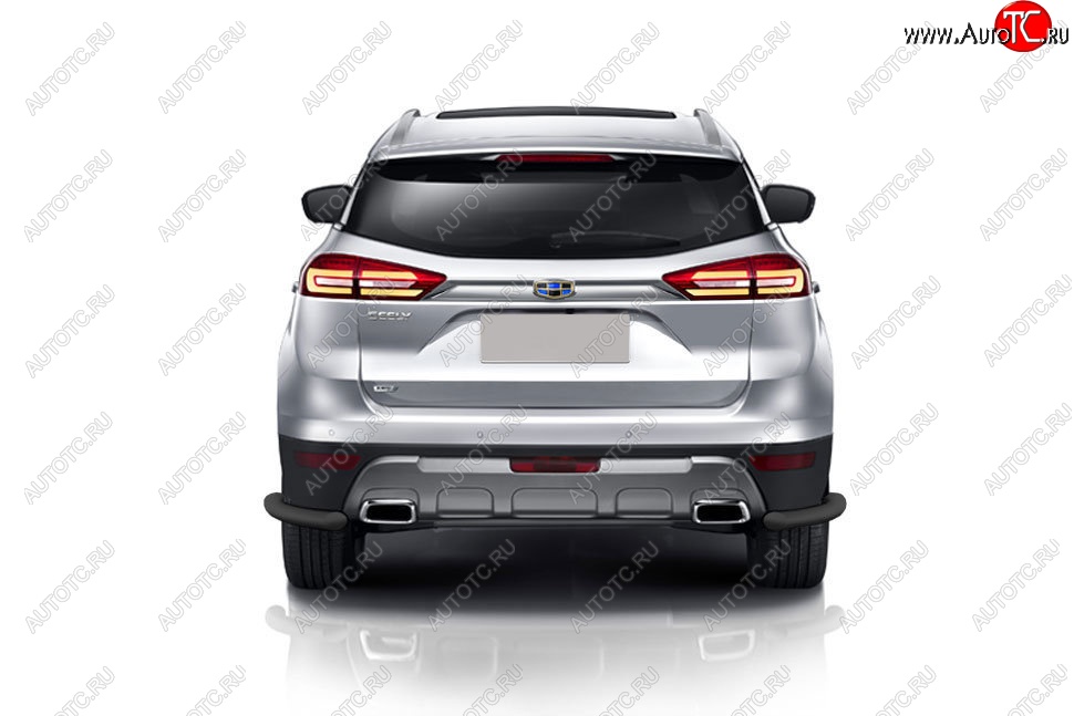 4 649 р. Защита заднего бампера Slitkoff (уголки, d57)  Geely Atlas  NL3 (2016-2022) (Сталь с полимерным покрытием. Цвет: чёрный)  с доставкой в г. Кемерово