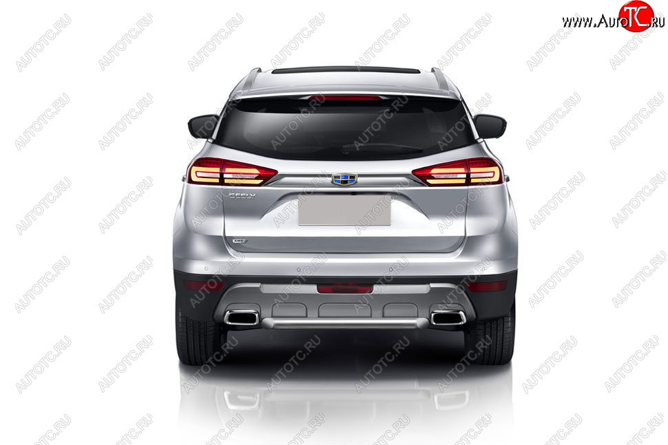 6 649 р. Защита заднего бампера Slitkoff (короткая, d57)  Geely Atlas  NL3 (2016-2022) (Нержавейка, Полированная)  с доставкой в г. Кемерово
