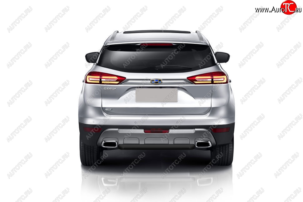 4 649 р. Защита заднего бампера Slitkoff (короткая, d57)  Geely Atlas  NL3 (2016-2022) (Сталь с полимерным покрытием. Цвет: чёрный)  с доставкой в г. Кемерово