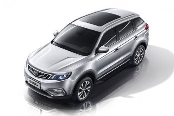 13 349 р. Пороги алюминиевые Slitkoff Geely Atlas NL3 (2016-2022) (Optima Black )  с доставкой в г. Кемерово. Увеличить фотографию 1