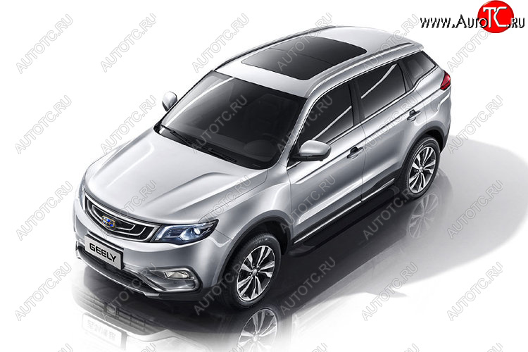 13 349 р. Пороги алюминиевые Slitkoff  Geely Atlas  NL3 - Atlas Pro  NL3 (Optima Black )  с доставкой в г. Кемерово