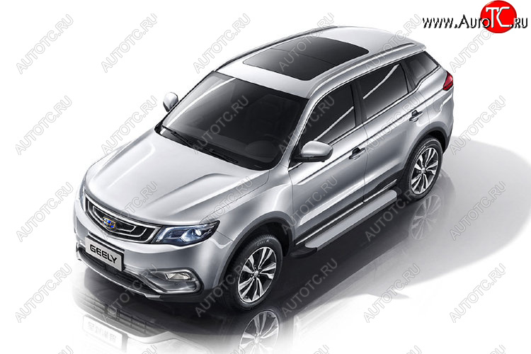 13 349 р. Пороги алюминиевые Slitkoff  Geely Atlas  NL3 - Atlas Pro  NL3 (Optima Silver)  с доставкой в г. Кемерово