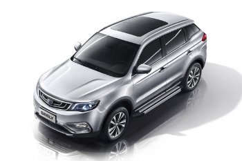 10 699 р. Пороги алюминиевые Slitkoff Geely Atlas NL3 (2016-2022) (Luxe Silver)  с доставкой в г. Кемерово. Увеличить фотографию 1