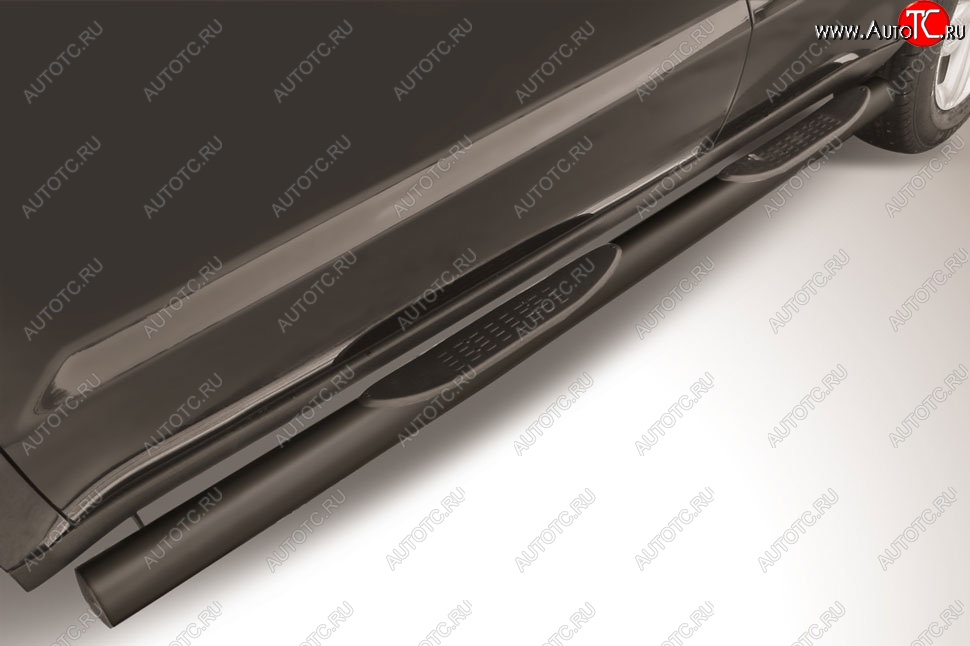 12 799 р. Защита порогов Slitkoff (d76, с проступями) Geely Emgrand X7 дорестайлинг (2011-2015) (Сталь с полимерным покрытием. Цвет: чёрный)  с доставкой в г. Кемерово