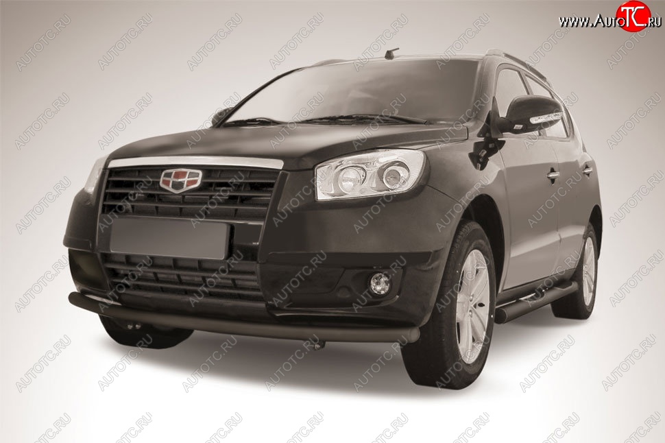 10 349 р. Защита переднего бампера Slitkoff (радиусная, d57 мм)  Geely Emgrand X7 (2011-2015) дорестайлинг (Сталь с полимерным покрытием. Цвет: чёрный)  с доставкой в г. Кемерово