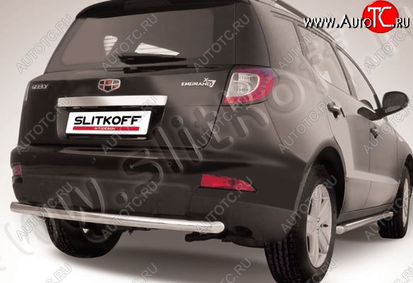 11 999 р. Защита заднего бампера Slitkoff (радиусная, d57 мм)  Geely Emgrand X7 (2011-2015) дорестайлинг (Нержавейка, Полированная)  с доставкой в г. Кемерово