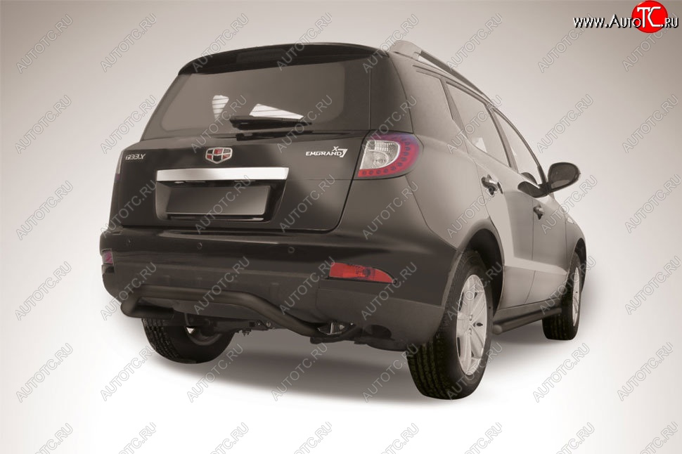 7 999 р. Защита заднего бампера Slitkoff (скоба, d57 мм)  Geely Emgrand X7 (2011-2015) дорестайлинг (Сталь с полимерным покрытием. Цвет: чёрный)  с доставкой в г. Кемерово