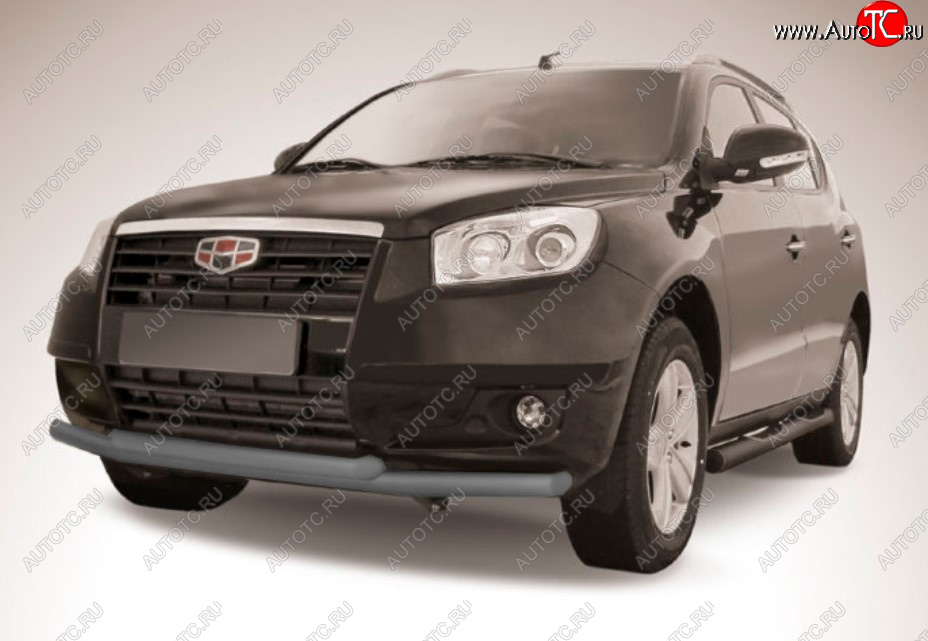9 199 р. Защита переднего бампера Slitkoff (Ø 57+Ø 57).  Geely Emgrand X7 (2011-2015) дорестайлинг (Цвет: серебристый)  с доставкой в г. Кемерово