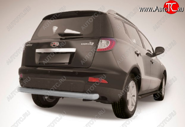 7 999 р. Защита заднего бампера Slitkoff (Ø 76 мм, радиусная)  Geely Emgrand X7 (2011-2015) дорестайлинг (Сталь с полимерным покрытием. Цвет: серебристый)  с доставкой в г. Кемерово