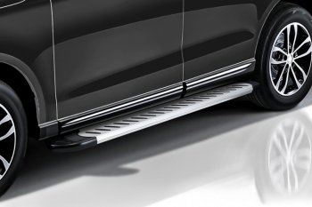 17 399 р. Пороги алюминиевые Slitkoff  Geely Emgrand X7 (2011-2015) дорестайлинг (Prestige Silver)  с доставкой в г. Кемерово. Увеличить фотографию 2