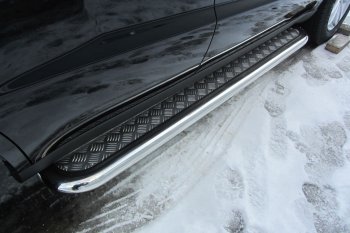 Защита порогов Slitkoff (с листом, d57 мм) Geely Emgrand X7 1-ый рестайлинг (2015-2018) (Нержавейка)