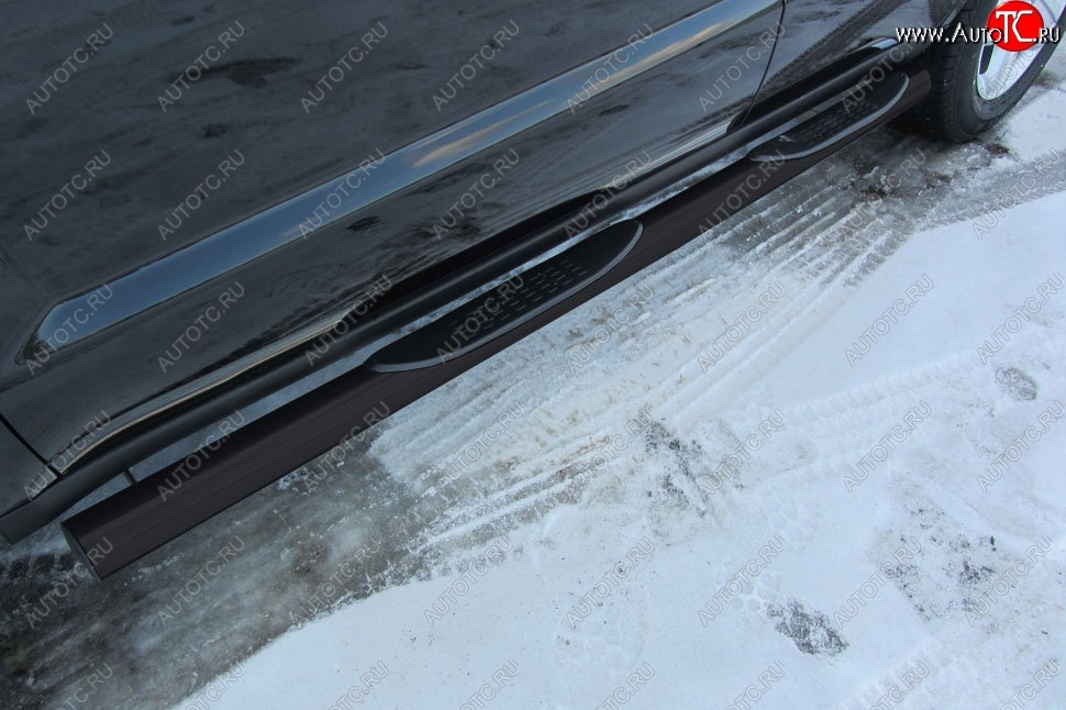 12 799 р. Защита порогов Slitkoff (d76, с проступями) Geely Emgrand X7 1-ый рестайлинг (2015-2018) (Сталь с полимерным покрытием. Цвет: чёрный)  с доставкой в г. Кемерово