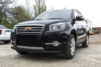 13 199 р. Защита переднего бампера Slitkoff (двойная радиусная, d57/42 мм)  Geely Emgrand X7 (2015-2018) 1-ый рестайлинг (Нержавейка, Полированная)  с доставкой в г. Кемерово. Увеличить фотографию 2