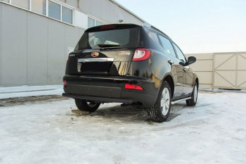 Защита заднего бампера Slitkoff (двойная радиусная, d57/42 мм) Geely Emgrand X7 (2015-2018) 1-ый рестайлинг (Сталь с полимерным покрытием. Цвет: чёрный)