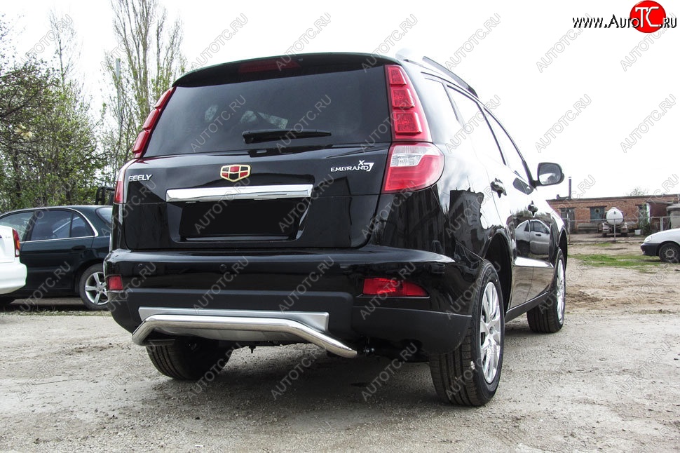 11 549 р. Защита заднего бампера Slitkoff (скоба, d57 мм)  Geely Emgrand X7 (2015-2018) 1-ый рестайлинг (Нержавейка, Полированная)  с доставкой в г. Кемерово