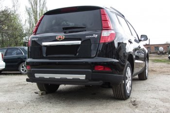 Защита заднего бампера Slitkoff (двойная радиусная, d57/42 мм) Geely Emgrand X7 (2015-2018) 1-ый рестайлинг (Сталь с полимерным покрытием. Цвет: чёрный)