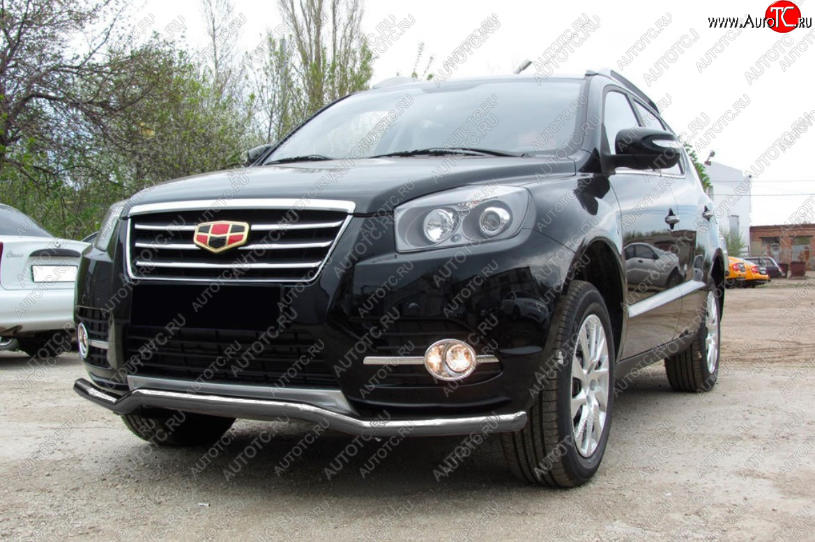 9 999 р. Защита переднего бампера Slitkoff (Ø 57 мм, волна).  Geely Emgrand X7 (2015-2018) 1-ый рестайлинг (Цвет: серебристый)  с доставкой в г. Кемерово