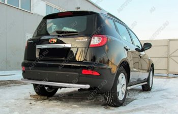 Защита заднего бампера Slitkoff (Ø 57, радиусная) Geely Emgrand X7 (2015-2018) 1-ый рестайлинг (Сталь с полимерным покрытием. Цвет: серебристый)