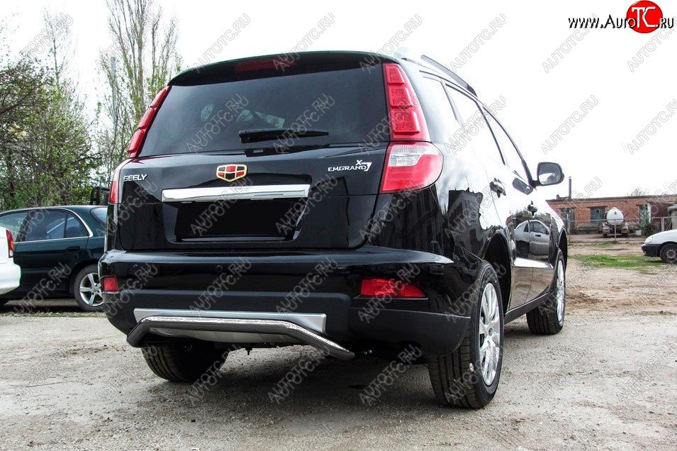7 999 р. Защита заднего бампера Slitkoff (Ø 57 мм, скоба).  Geely Emgrand X7 (2015-2018) 1-ый рестайлинг (Цвет: серебристый)  с доставкой в г. Кемерово