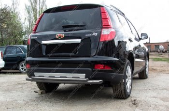Защита заднего бампера Slitkoff (Ø 57+Ø 42, двойная радиусная) Geely Emgrand X7 (2015-2018) 1-ый рестайлинг (Цвет: серебристый)