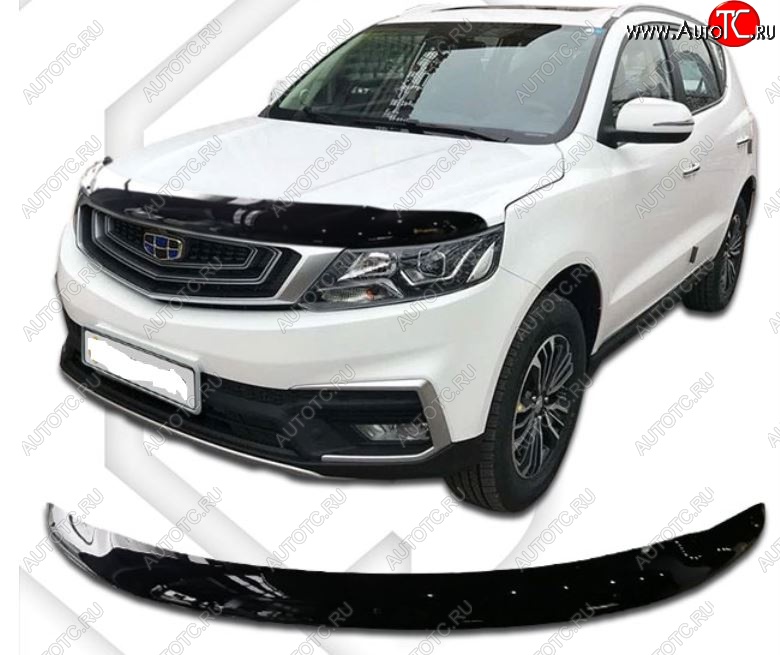 2 399 р. Дефлектор капота CA-Plastiс  Geely Emgrand X7 (2019-2021) 2-ой рестайлинг (Classic черный, Без надписи)  с доставкой в г. Кемерово