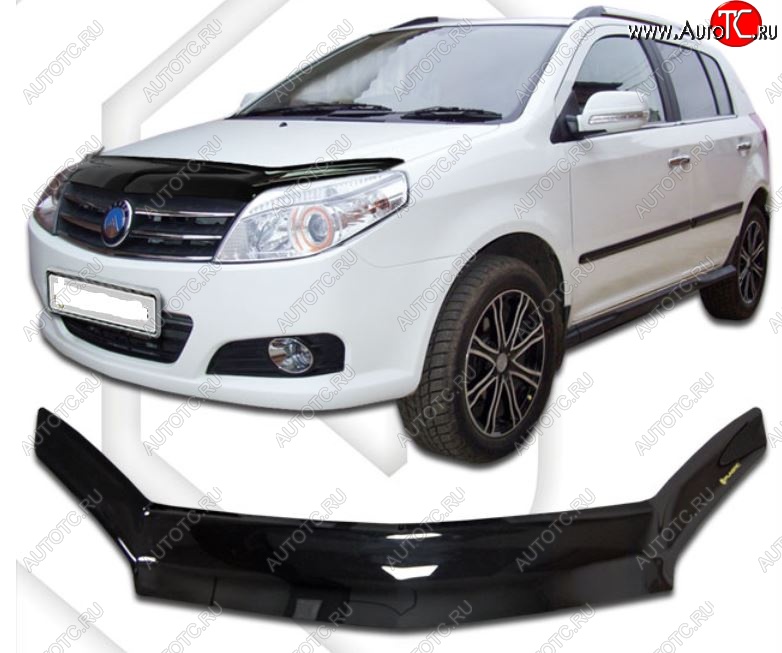 3 079 р. Дефлектор капота CA-Plastic Geely MK Cross (2011-2016) (Classic черный, Без надписи)  с доставкой в г. Кемерово