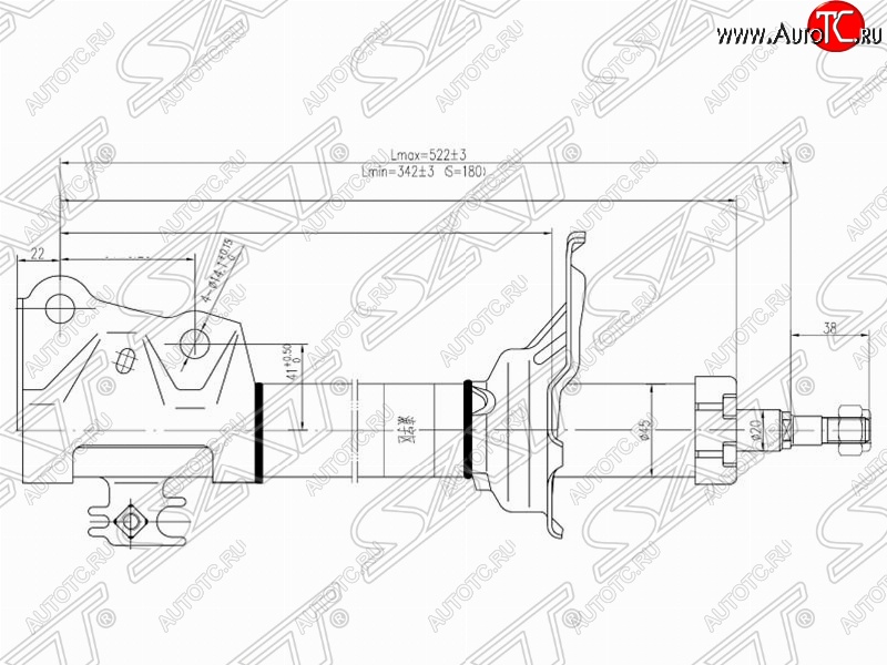 3 099 р. Амортизатор передний SAT (LH=RH)  Geely MK (2006-2015), Geely MK Cross (2011-2016), Toyota Echo  XP10 (1999-2002), Toyota Funcargo (2002-2005), Toyota Ist  XP60 (2001-2005), Toyota Platz ( рестайлинг) (1999-2005), Toyota Probox (2002-2014), Toyota Succeed (2002-2014), Toyota Vitz  XP10 (1998-2001), Toyota WILL (2001-2025), Toyota Yaris  XP10 (1999-2005)  с доставкой в г. Кемерово